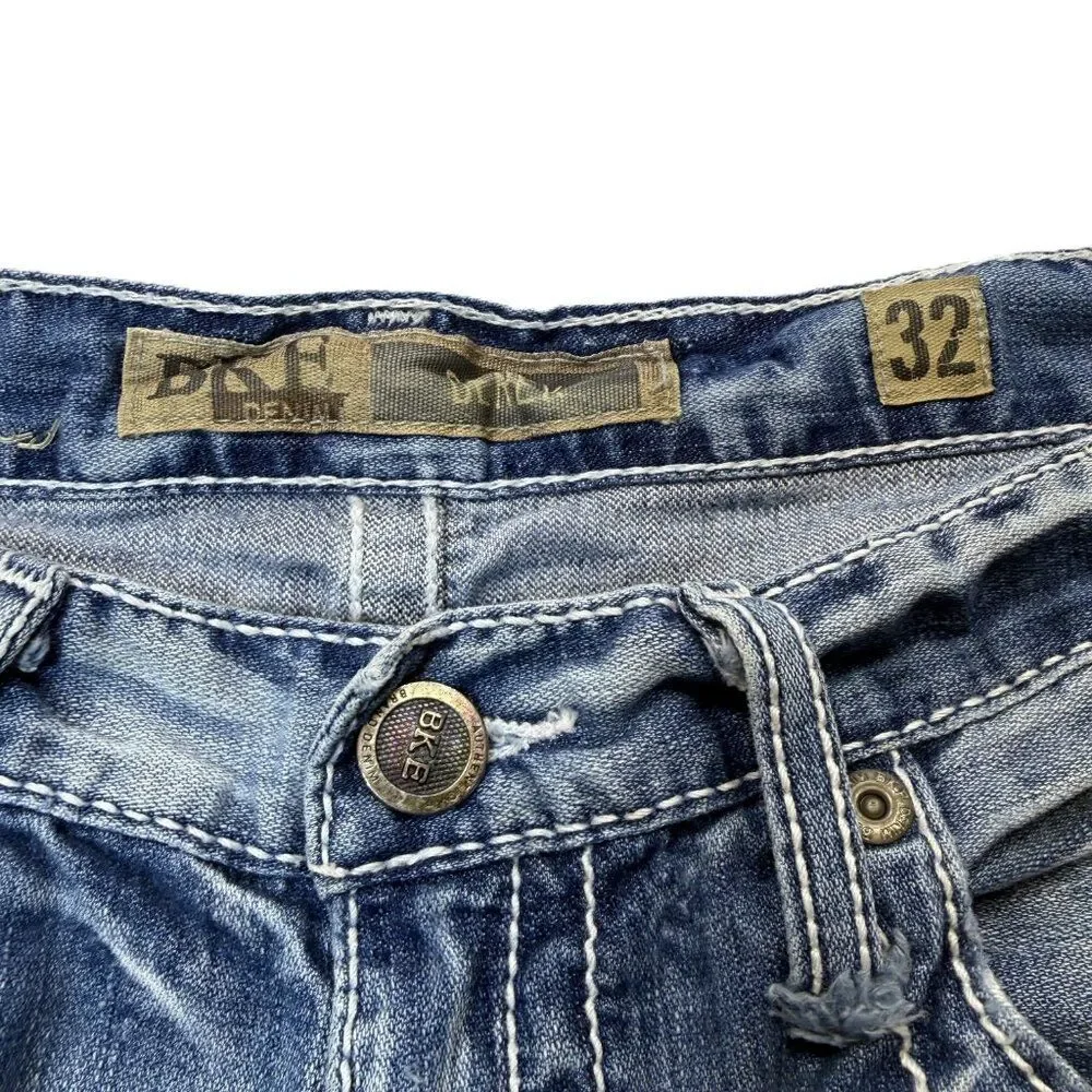 BKE Denim Cutoff Shorts Men’s 32 Blue Distressed Raw Hem Low Rise
